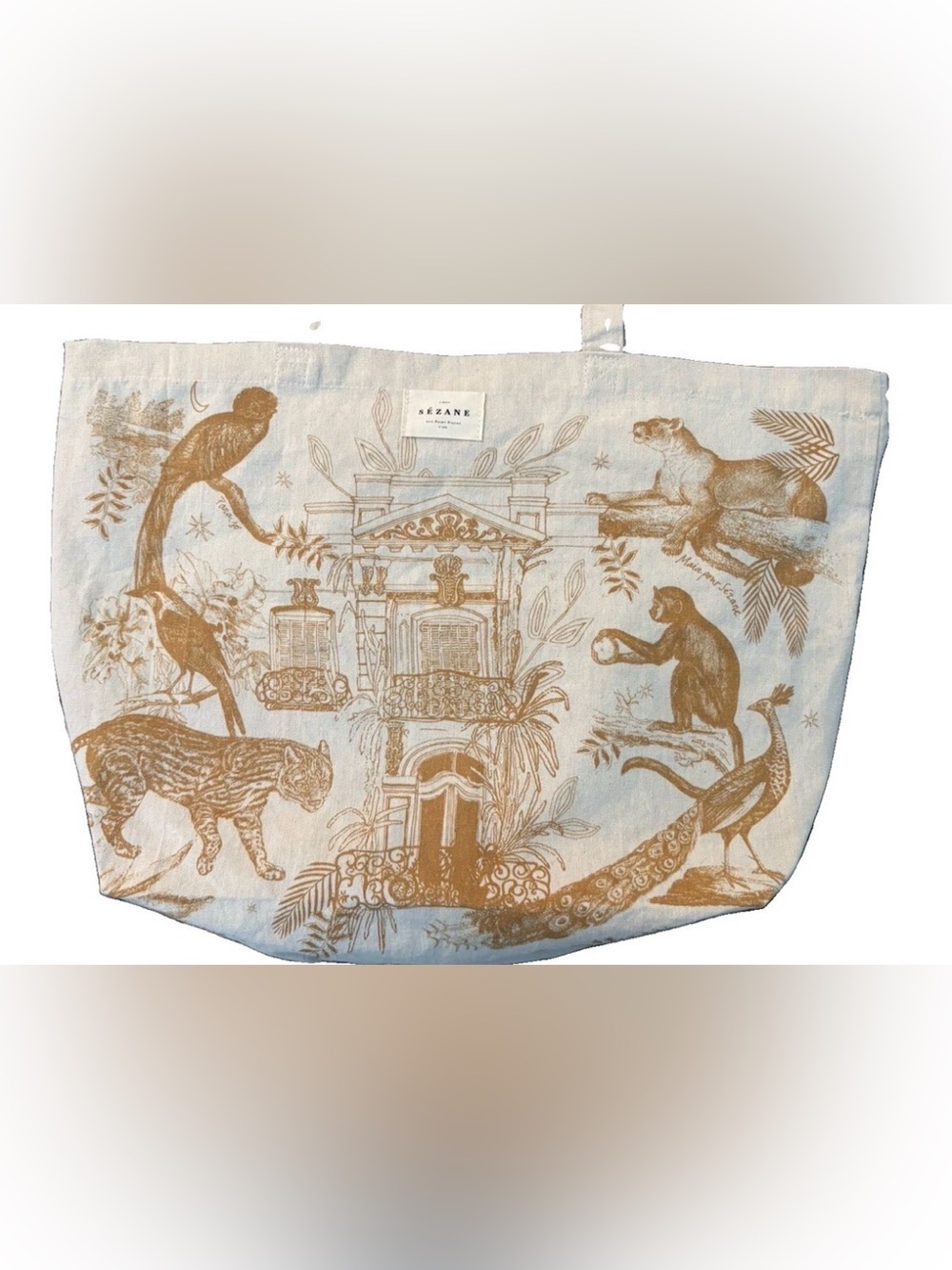 SEZANE Paris Paraiso Jungle Tote Bag Cotton Canvas Color
